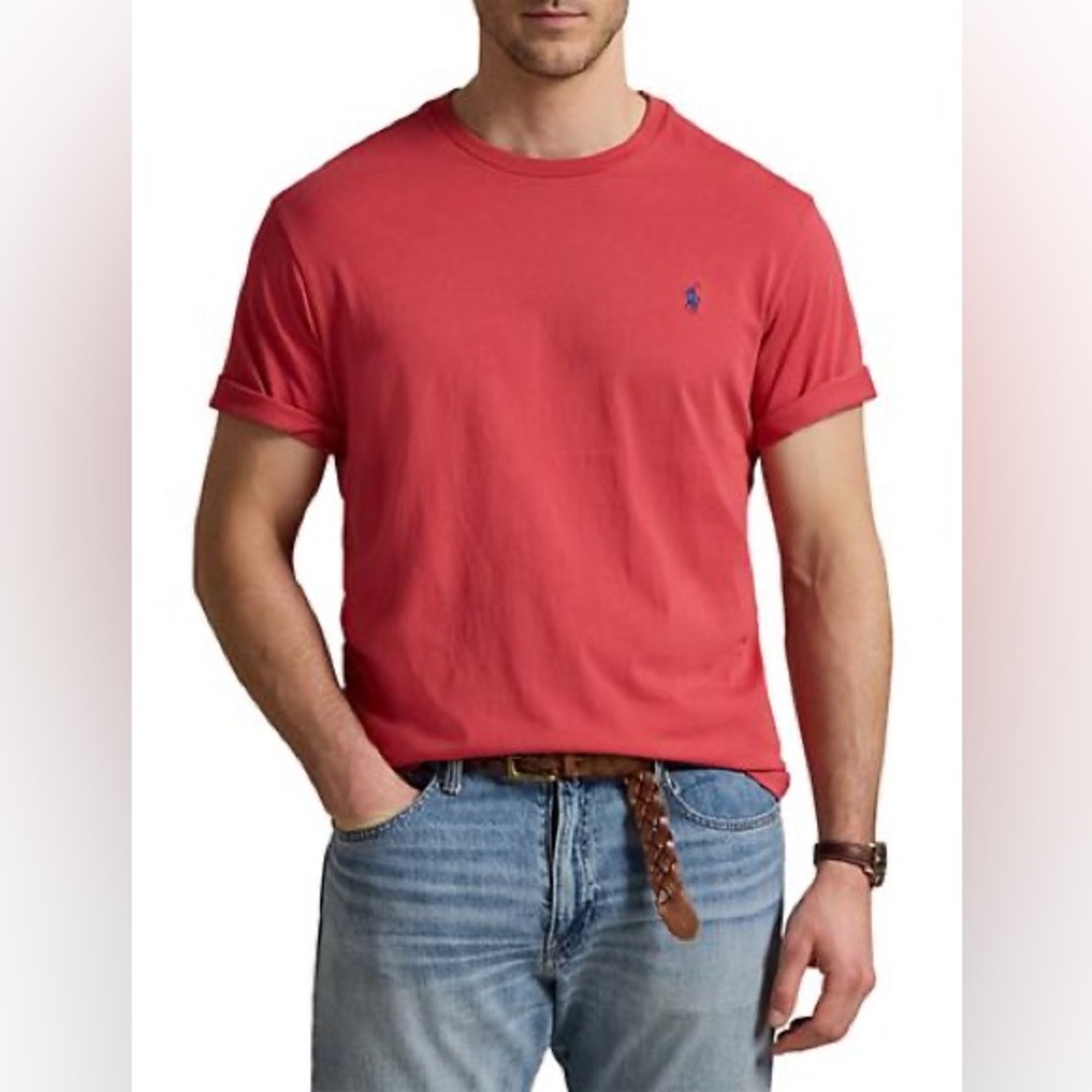 Polo by Ralph Lauren Men's Heather Red Tee, Size Large Custom Slim Fit